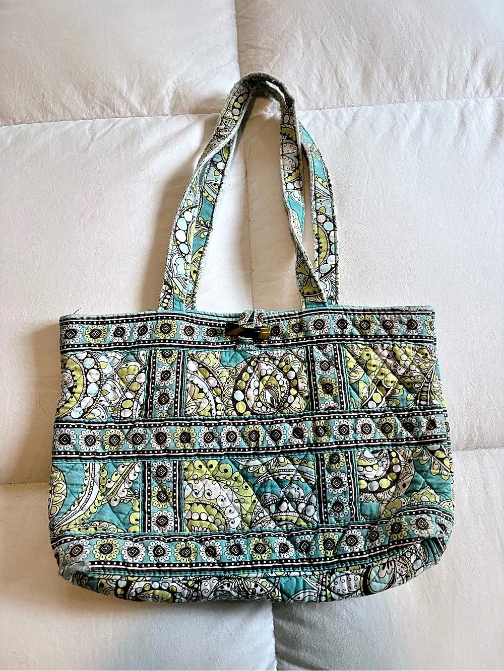 Vera Bradley Toggle Tote Paisley Tote in Blue & Green